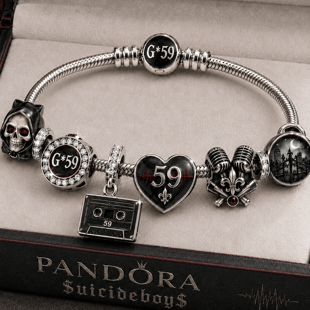 SCB Silver Charm Bracelet Set TMH