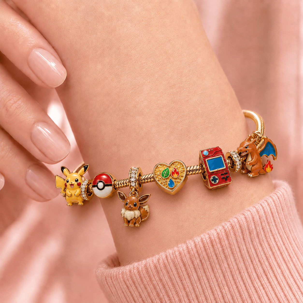 PKM Gold Charm Bracelet Set TMH