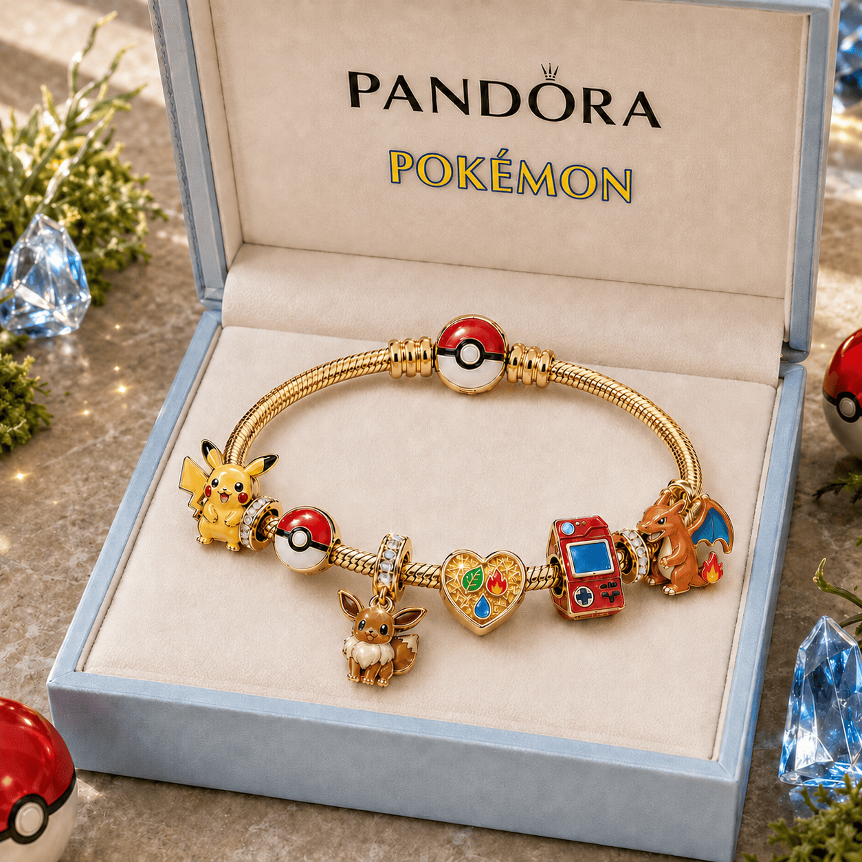 PKM Gold Charm Bracelet Set TMH