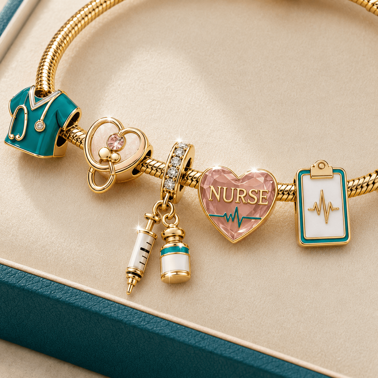 NURSE Gold Charm Bracelet Set TMH