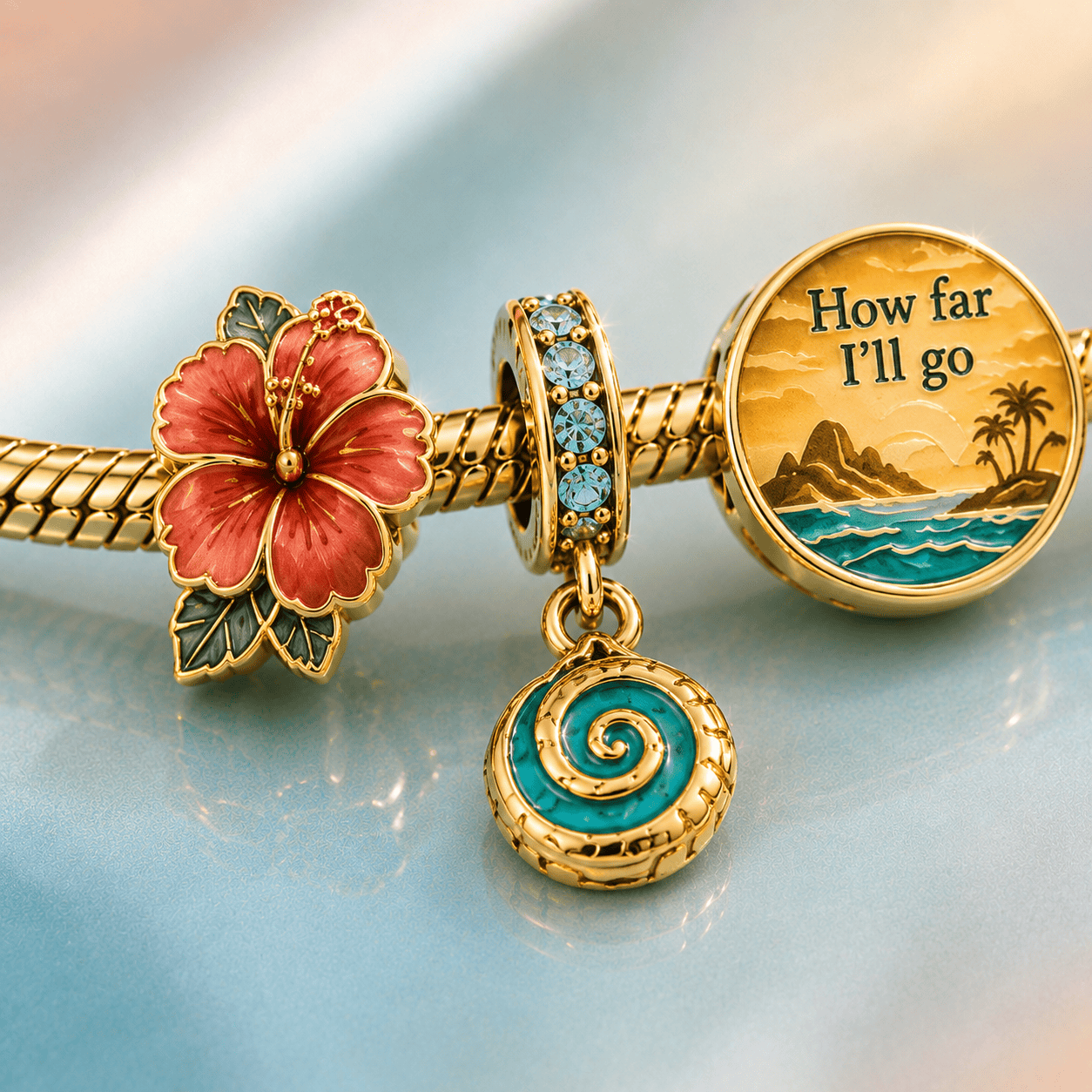 MONA Gold Charm Bracelet Set TTTT